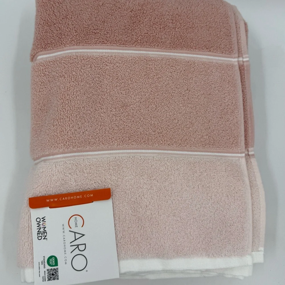 CARO Plush Bathroom Towel Bath  Velour Tri- Color Peach Variants 55” X 30” NWT‎